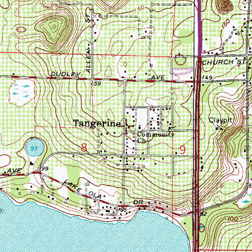 Topographic Map of Tangerine, FL