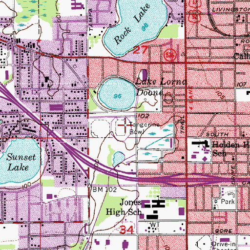 Topographic Map of Tangerine Bowl, FL