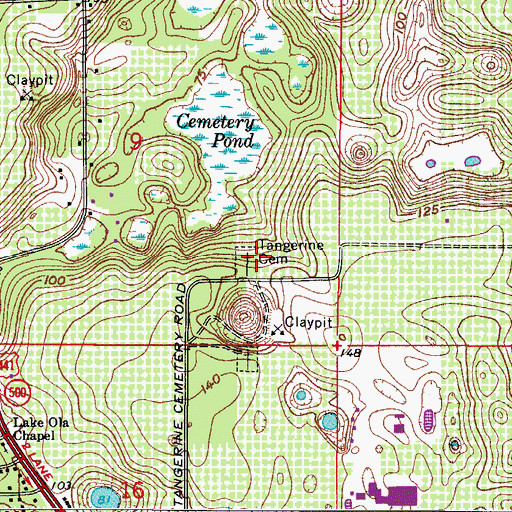 Topographic Map of Tangerine Cemetery, FL