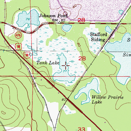 Topographic Map of Tank Lake, FL