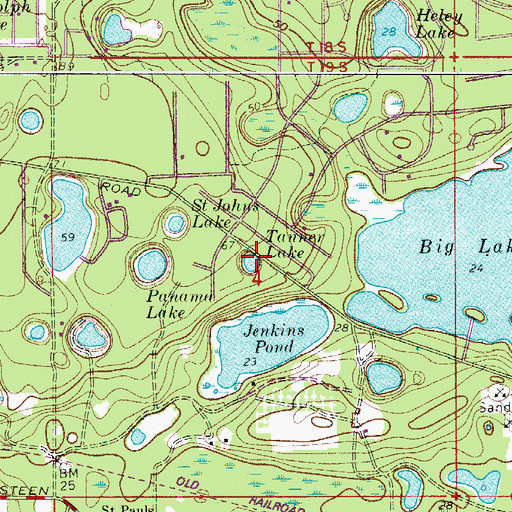 Topographic Map of Tanner Lake, FL