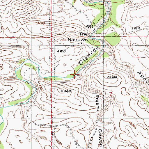 Topographic Map of Fresno Canyon, AZ
