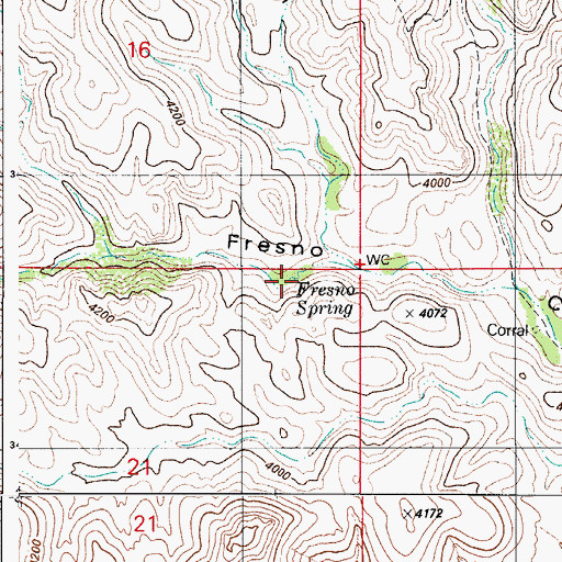 Topographic Map of Fresno Spring, AZ