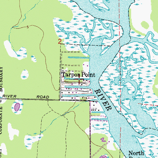 Topographic Map of Tarpon Point, FL