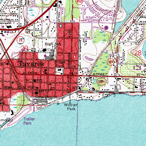 Topographic Map of Tavares, FL
