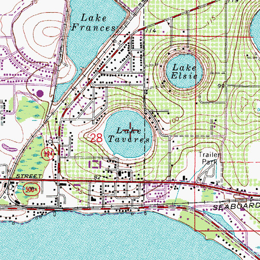 Topographic Map of Lake Tavares, FL