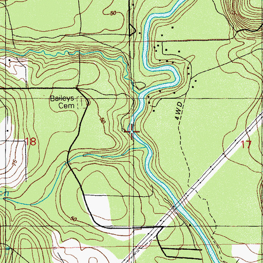 Topographic Map of Taylor Branch, FL
