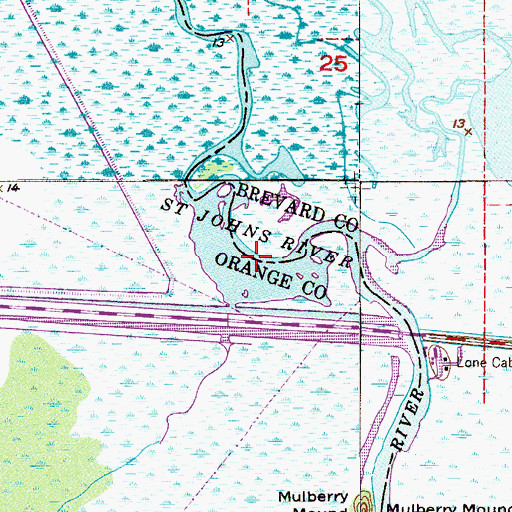 Topographic Map of Taylor Creek, FL