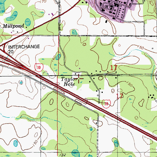 Topographic Map of Taylor Hole, FL
