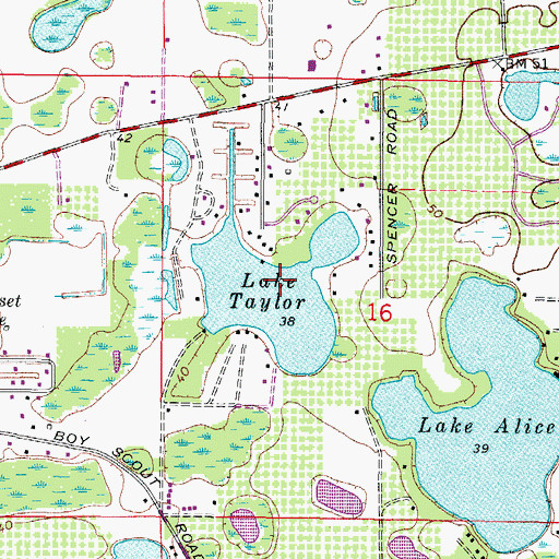 Topographic Map of Lake Taylor, FL