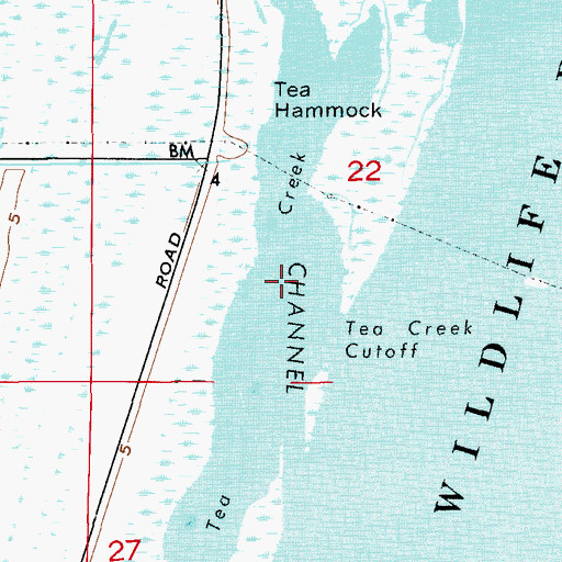 Topographic Map of Tea Creek, FL