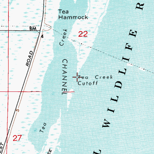 Topographic Map of Tea Creek Cutoff, FL