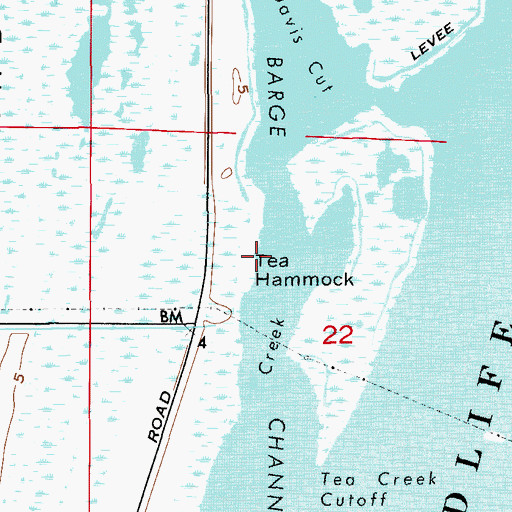 Topographic Map of Tea Hammock, FL