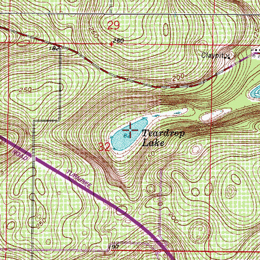 Topographic Map of Teardrop Lake, FL