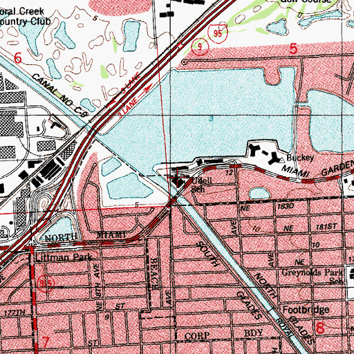 Topographic Map of Temple Adath Yeshuruh, FL