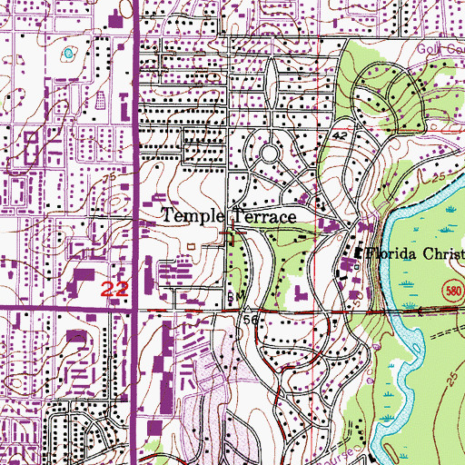 Topographic Map of Temple Terrace, FL