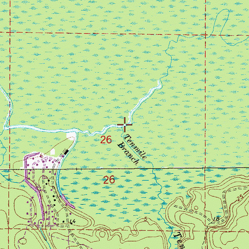Topographic Map of Tenmile Branch, FL