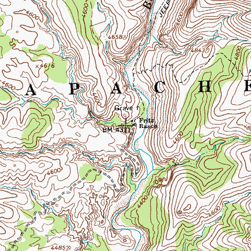 Topographic Map of Fritz Ranch, AZ
