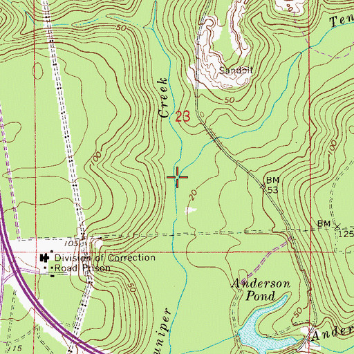 Topographic Map of Tenmile Creek, FL