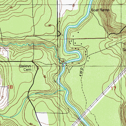 Topographic Map of Tenmile Creek, FL