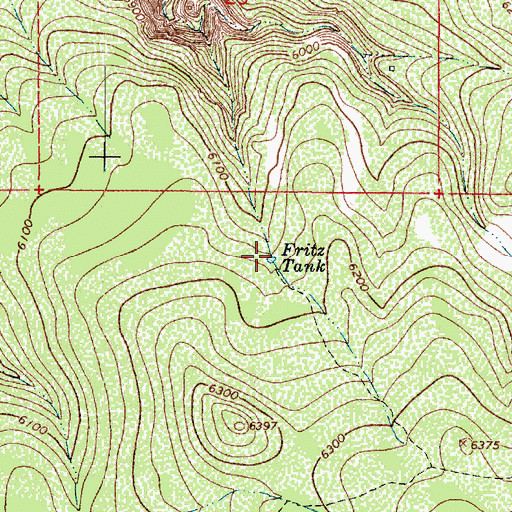 Topographic Map of Fritz Tank, AZ