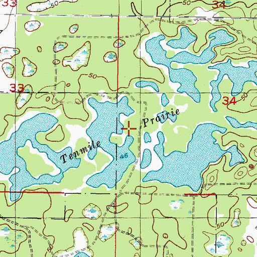 Topographic Map of Tenmile Prairie, FL