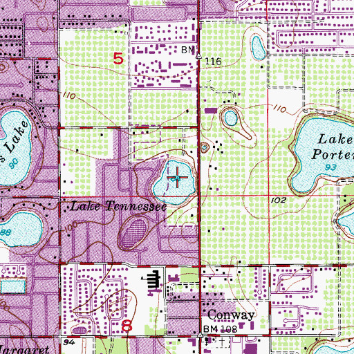 Topographic Map of Lake Tennessee, FL