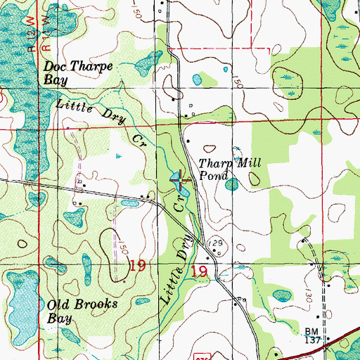 Topographic Map of Tharp Mill Pond, FL