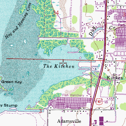 Topographic Map of The Kitchen, FL