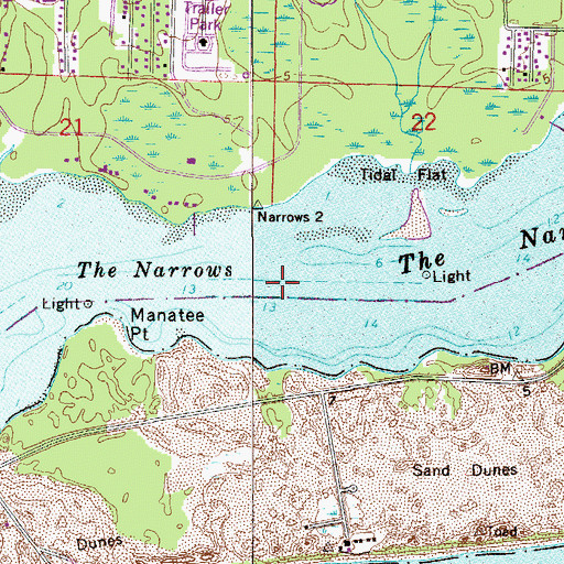 Topographic Map of The Narrows, FL