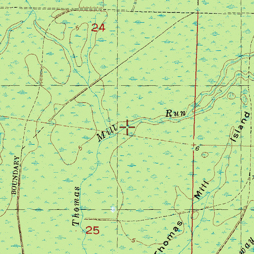 Topographic Map of Thomas Mill Run, FL