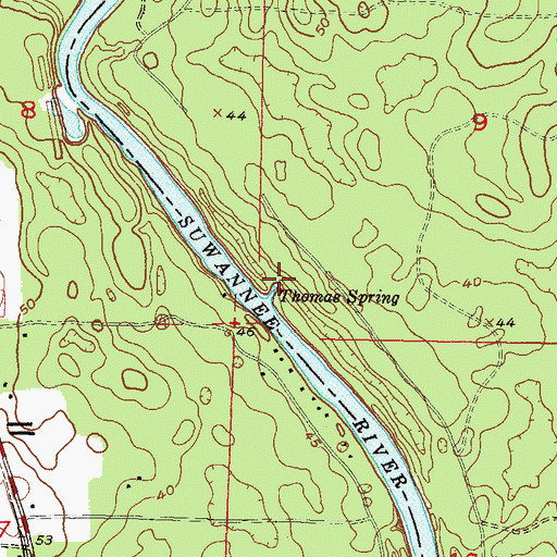 Topographic Map of Thomas Spring, FL