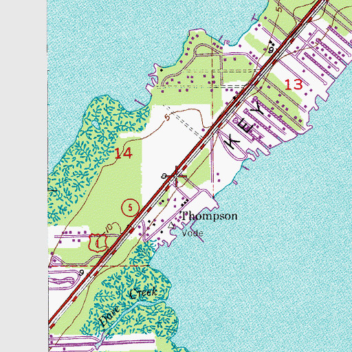 Topographic Map of Thompson, FL