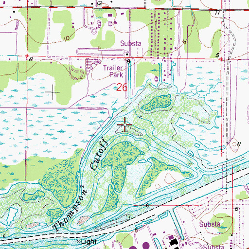 Topographic Map of Thompson Cutoff, FL
