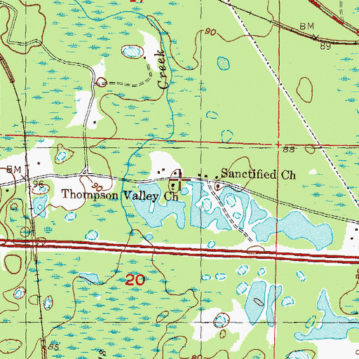 Topographic Map of Thompson Valley Church, FL