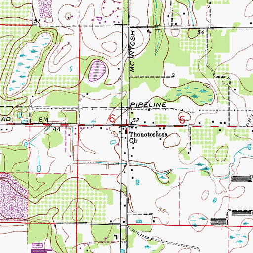 Topographic Map of Thonotosassa Church, FL