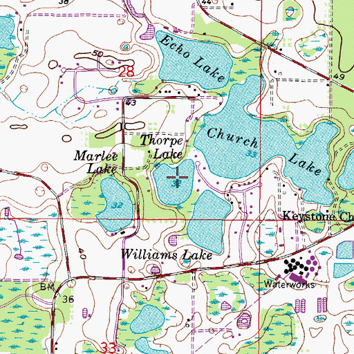 Topographic Map of Thorpe Lake, FL