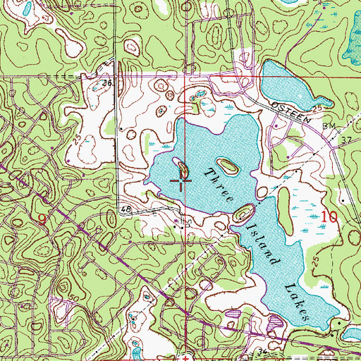 Topographic Map of Three Island Lakes, FL