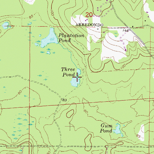 Topographic Map of Three Pond, FL