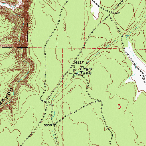 Topographic Map of Fryer Tank, AZ