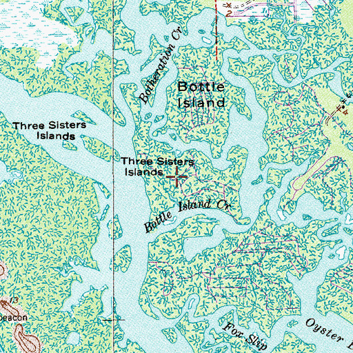 Topographic Map of Three Sisters Islands, FL