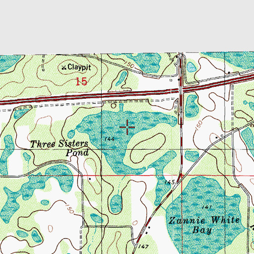 Topographic Map of Three Sisters Pond, FL