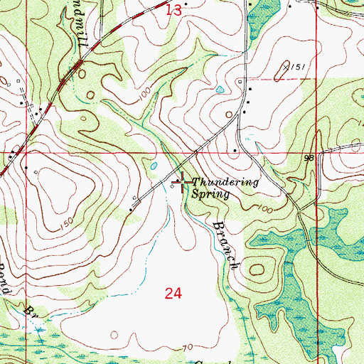 Topographic Map of Thundering Spring, FL
