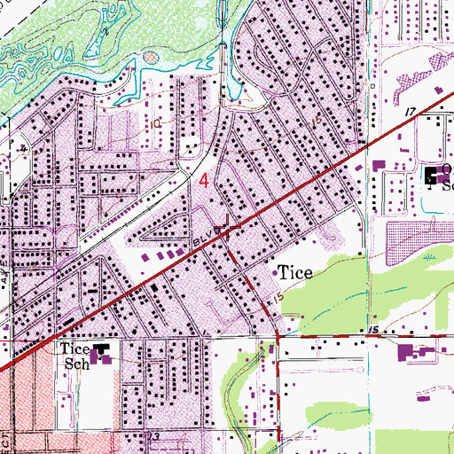 Topographic Map of Tice, FL