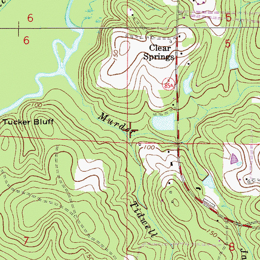 Topographic Map of Tidwell Mill Creek, FL