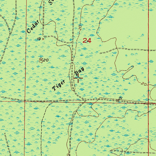 Topographic Map of Tiger Bay, FL