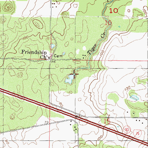 Topographic Map of Tiger Creek, FL