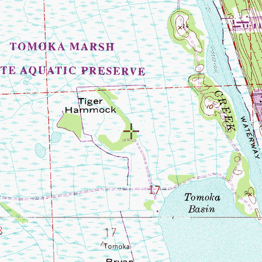 Topographic Map of Tiger Hammock, FL