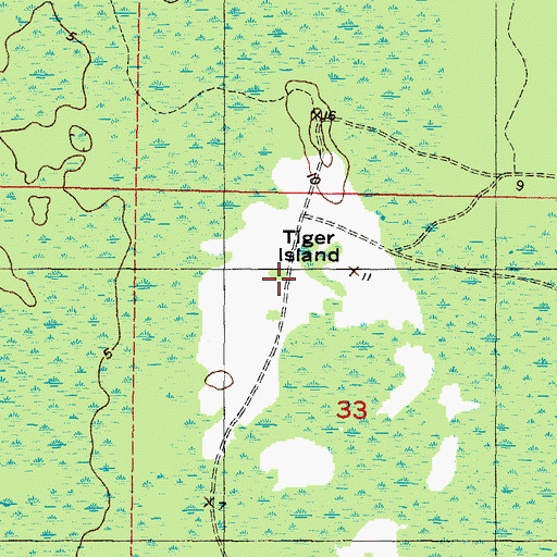 Topographic Map of Tiger Island, FL
