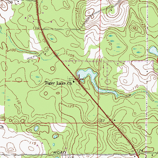 Topographic Map of Tiger Lake Church, FL